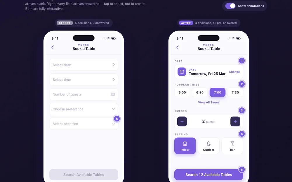 Before and after rebuild for the forms and decision fatigue deep-dive